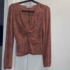 Mango Elegant Rust and White Blouse Size XS